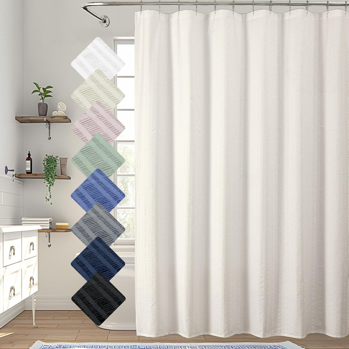 Aiyufeng Moga Sage Green Shower Curtain - 3D Embossed Textured Shower Curtains for Bathroom, Luxury Polyester Cloth Bath Curtain, 72Wx72H, Green