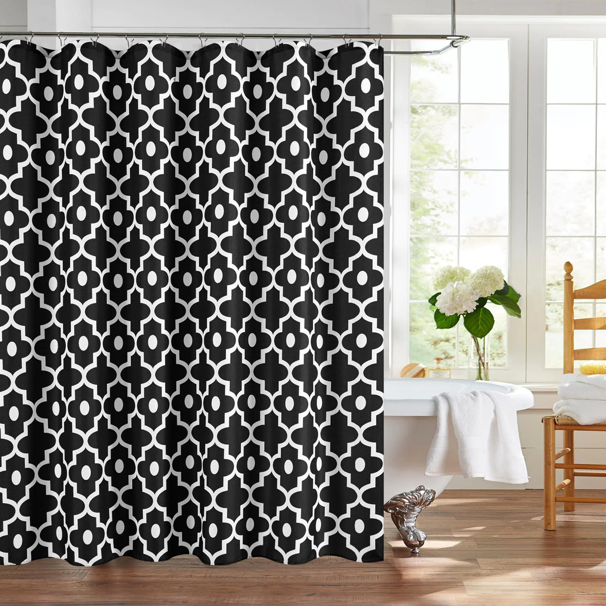 Fabric Modern Shower Curtain-Black and White Shower Curtains for Bathroom