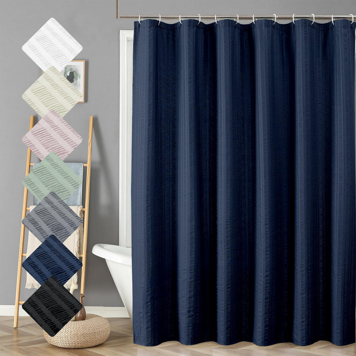 Aiyufeng Moga Sage Green Shower Curtain - 3D Embossed Textured Shower Curtains for Bathroom, Luxury Polyester Cloth Bath Curtain, 72Wx72H, Green