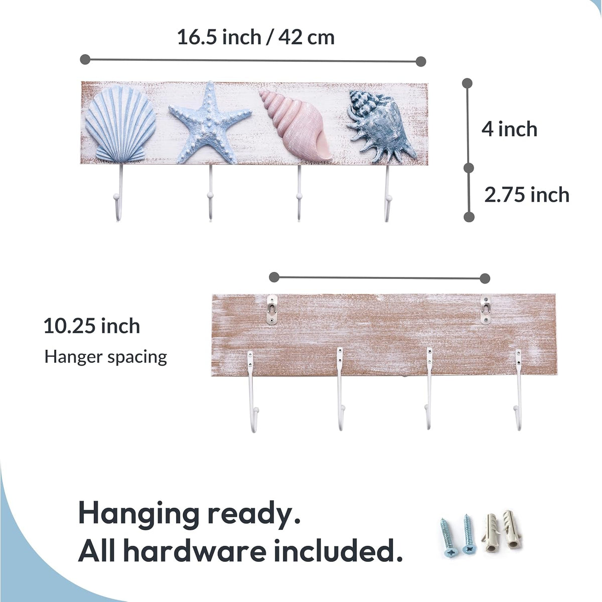 Tide and Tales Seashell Towel Rack, Beach Decor for Bathroom, Coastal Theme