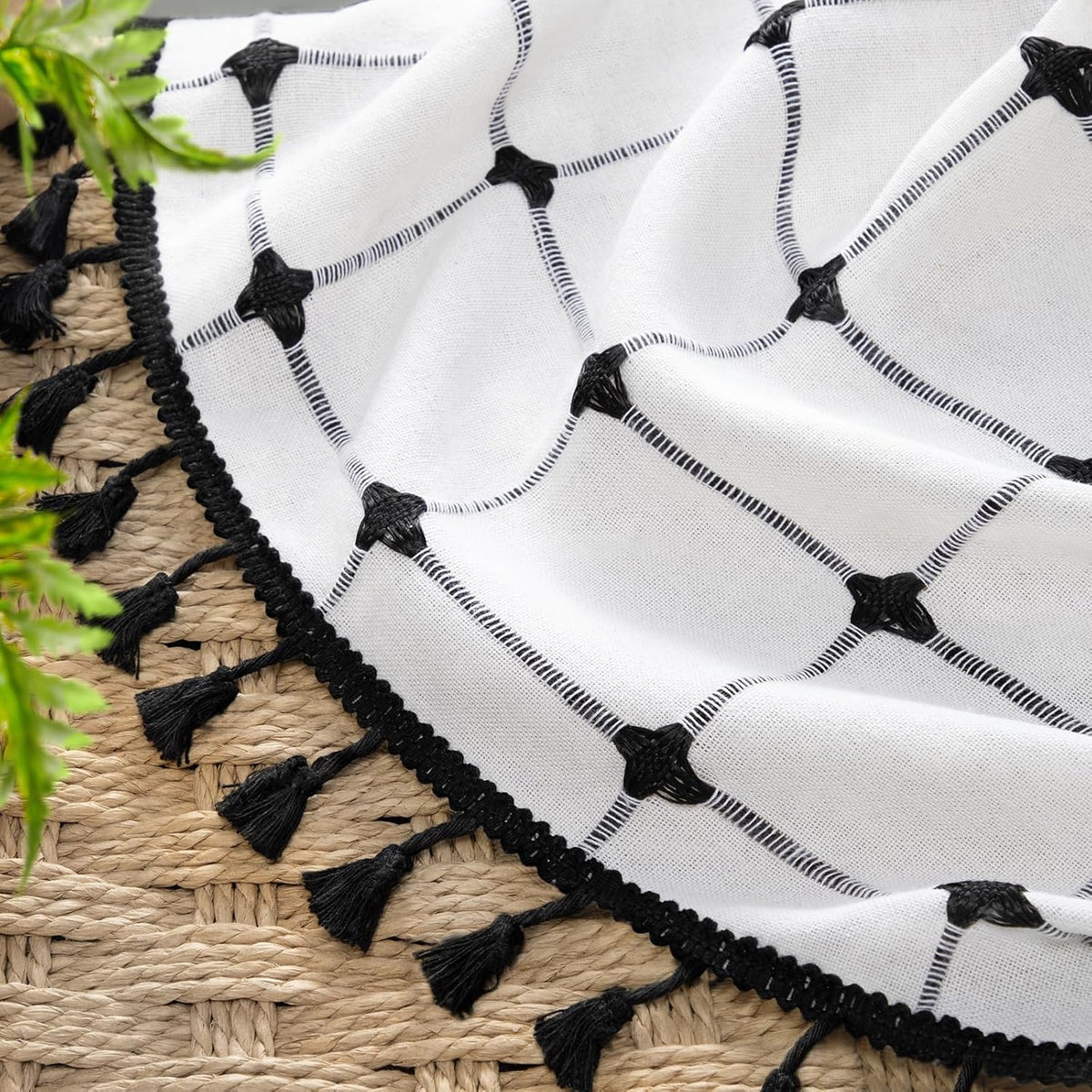 Black and White Boho Shower Curtain, 72" W X 72" L
