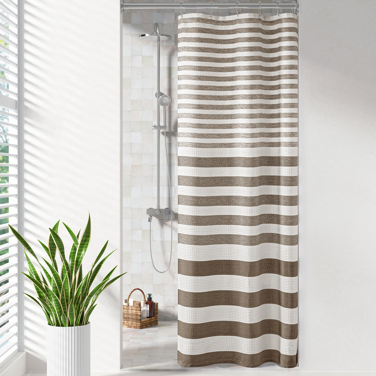 Madison Park Spa Waffle Shower Curtain for Bathroom, 72 x 72, Grey