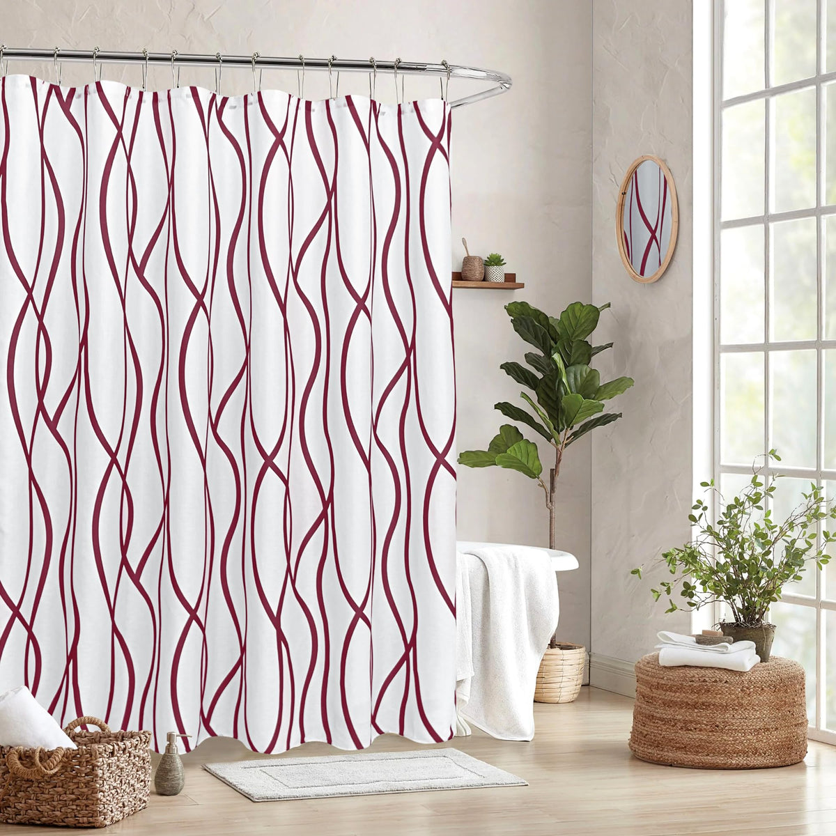 Fabric Modern Shower Curtain-Black and White Shower Curtains for Bathroom