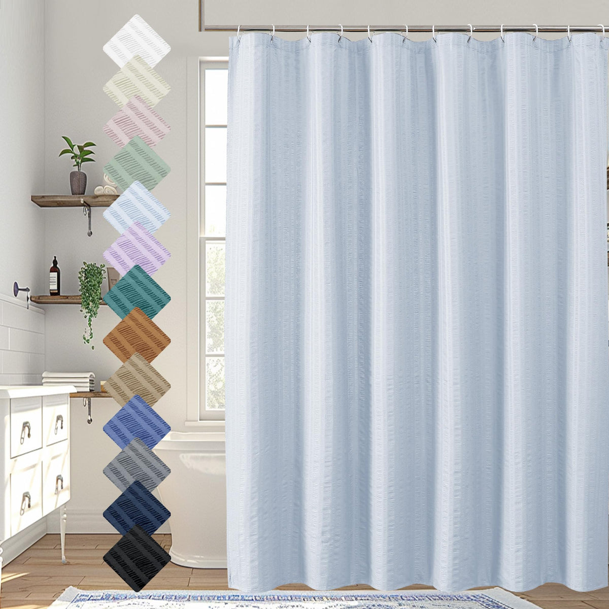Aiyufeng Moga Sage Green Shower Curtain - 3D Embossed Textured Shower Curtains for Bathroom, Luxury Polyester Cloth Bath Curtain, 72Wx72H, Green