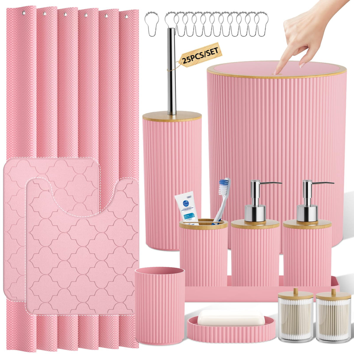 10PC Bathroom Accessory Set - White Bathroom Bath Decor Sets