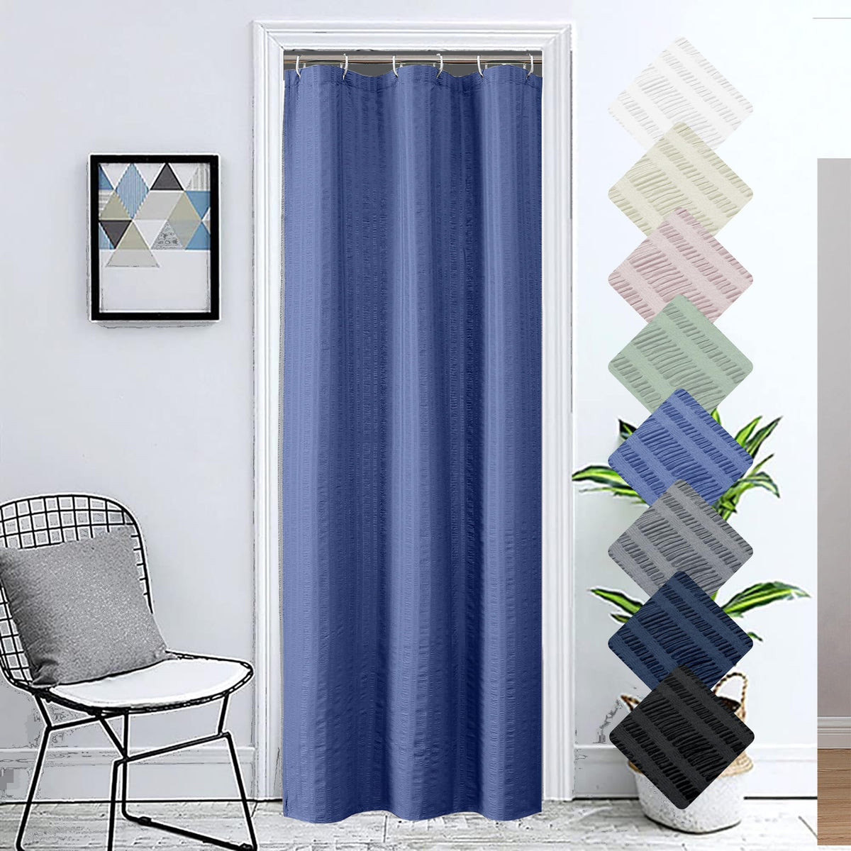Aiyufeng Light Blue Shower Curtain for Bathroom, Embossed Textured Fabric Shower Curtain for Bathroom - Soft Cloth & Hotel Spa, Machine Washable, 72X72, Glacier Blue