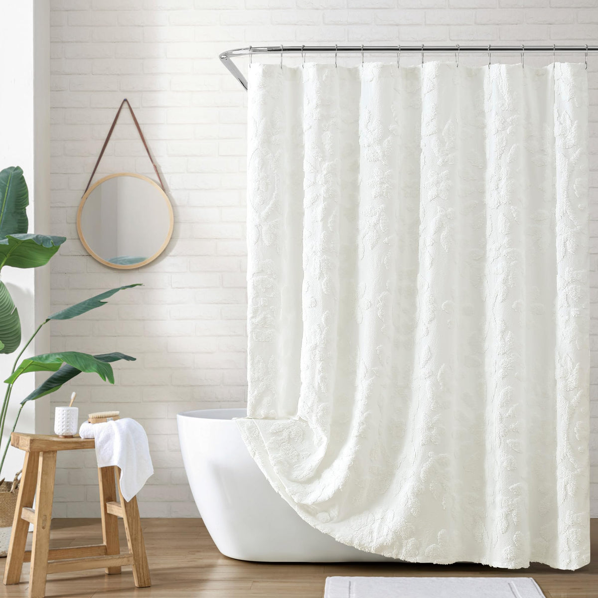 Peri Home Block Print Gauze Shower Curtain 72 x 72 inches Multi 1-Piece