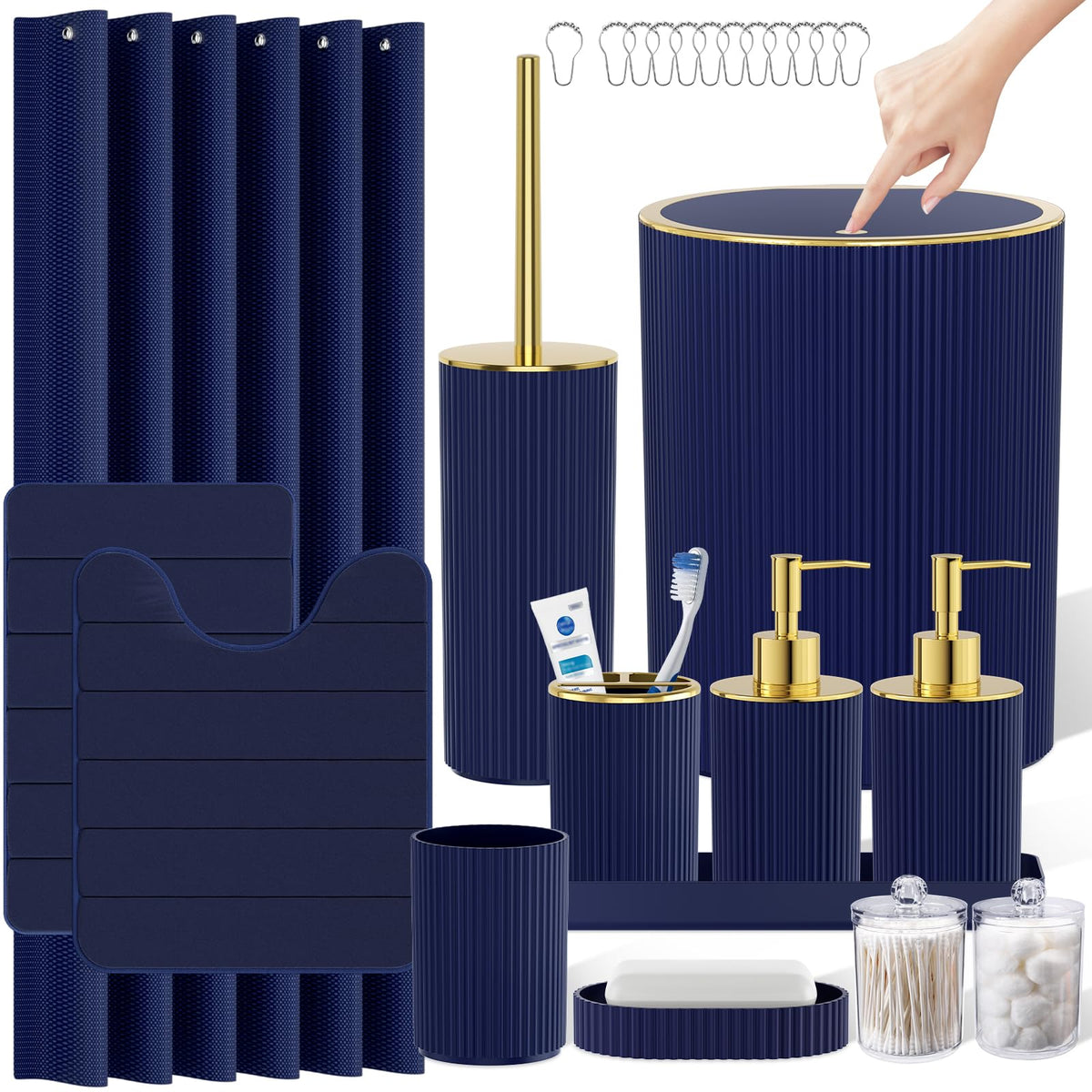 10PC Bathroom Accessory Set - White Bathroom Bath Decor Sets