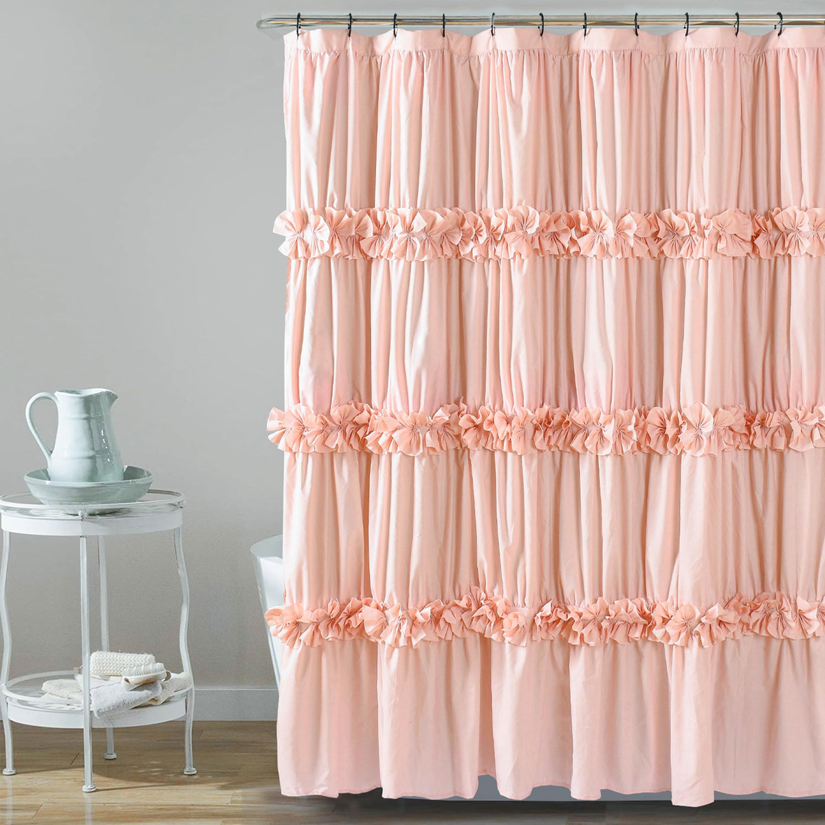 Homechoice Decor Camel Ruffle Shower Curtain 72" W x 72" H