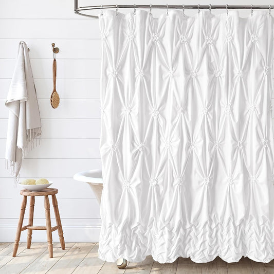 Modern Farmhouse Shower Curtain White Fabric Shower Curtain 72 x 72