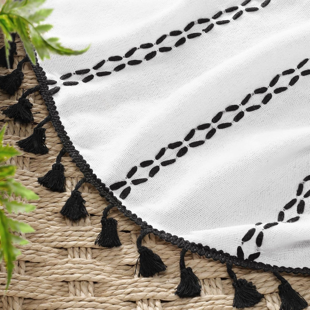 Black and White Boho Shower Curtain, 72" W X 72" L