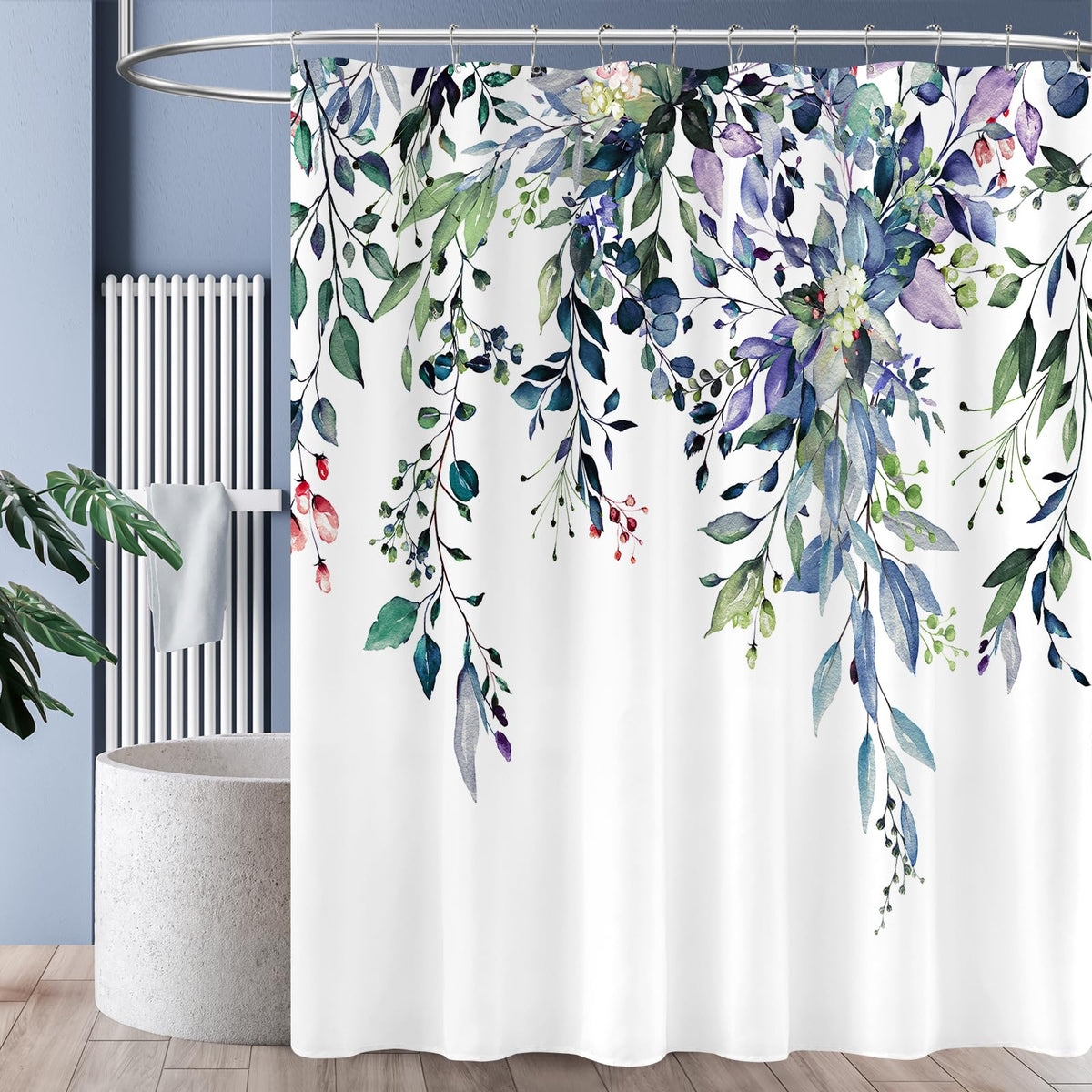 Sage Green Eucalyptus Fabric Shower Curtain for Bathroom, 72x72