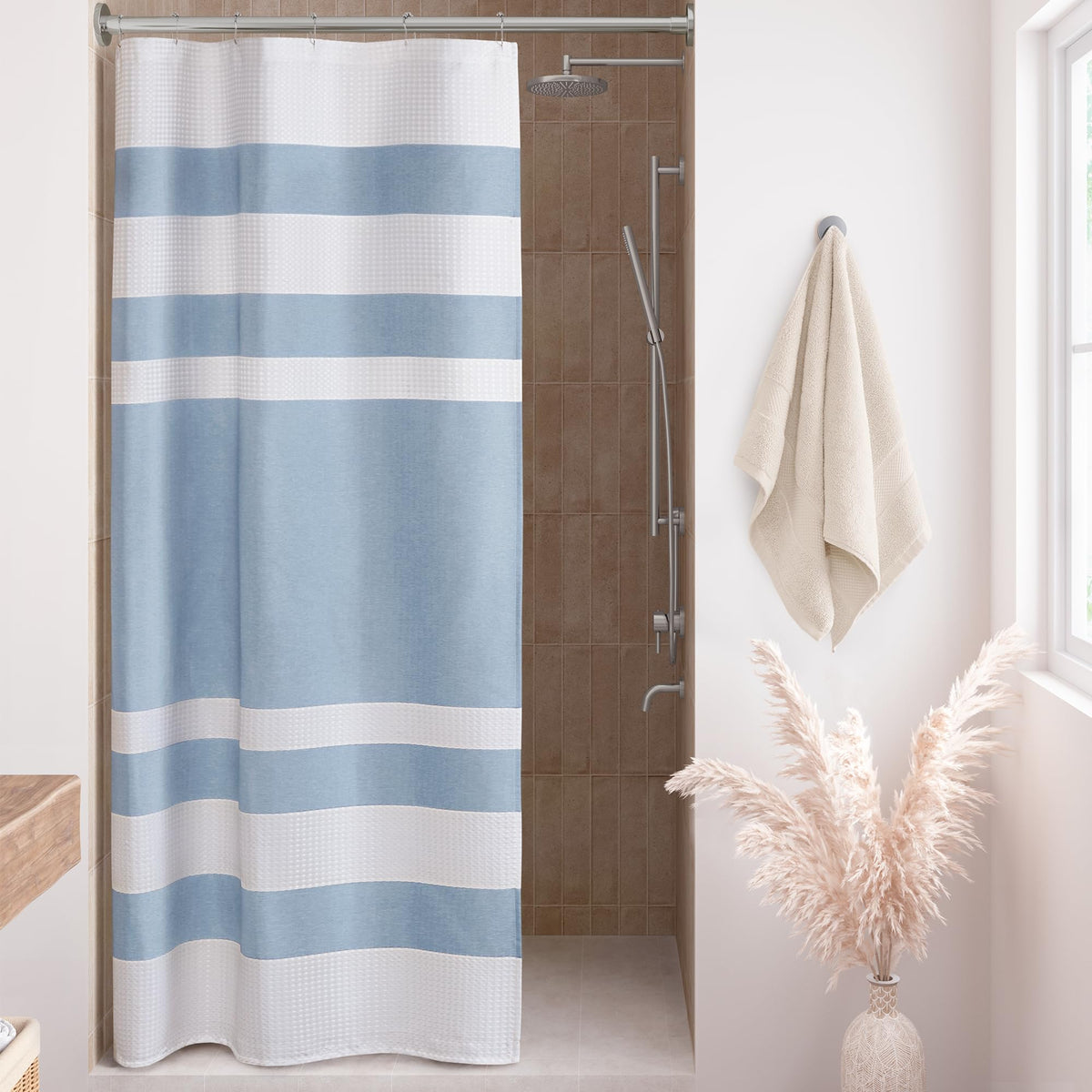 Madison Park Spa Waffle Shower Curtain for Bathroom, 72 x 72, Grey