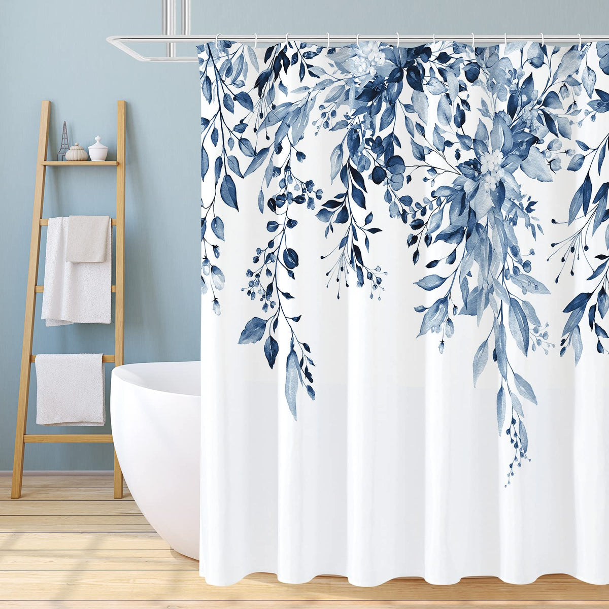 Gibelle Olive Green Eucalyptus Shower Curtain, Floral Print, 72x72