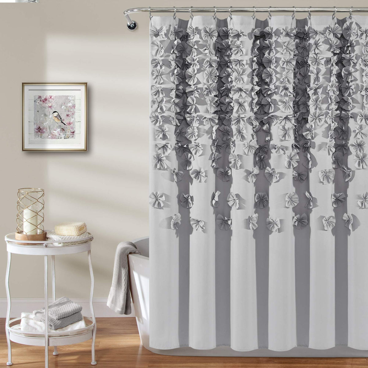 Lush Decor Lucia Shower Curtain, 72" x 72", White
