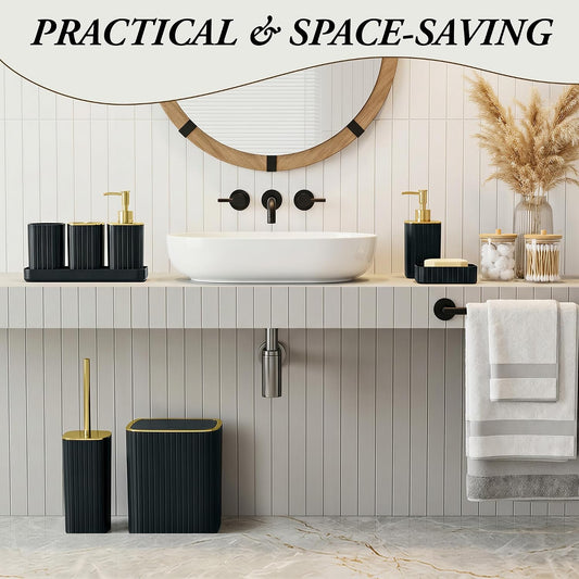 9PCS Black and Gold Bathroom Accessories Set
