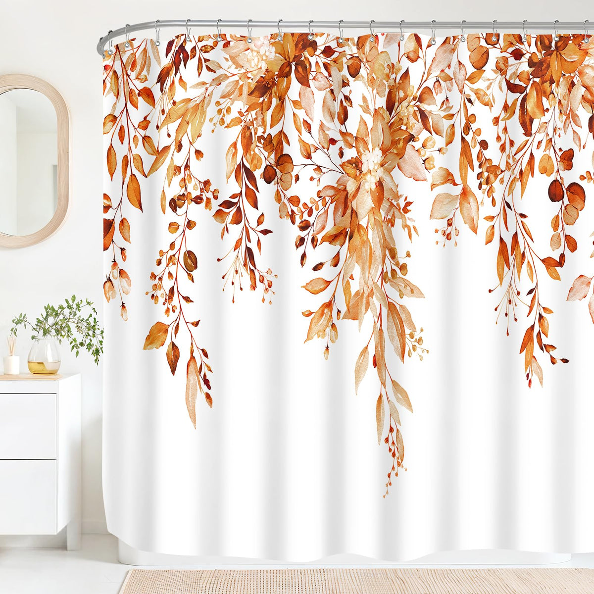 Sage Green Eucalyptus Fabric Shower Curtain for Bathroom, 72x72