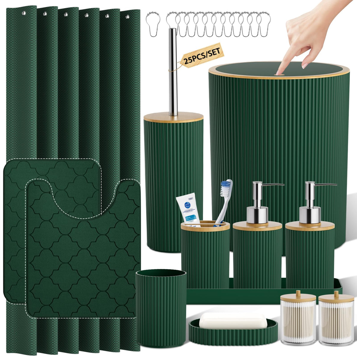 10PC Bathroom Accessory Set - White Bathroom Bath Decor Sets