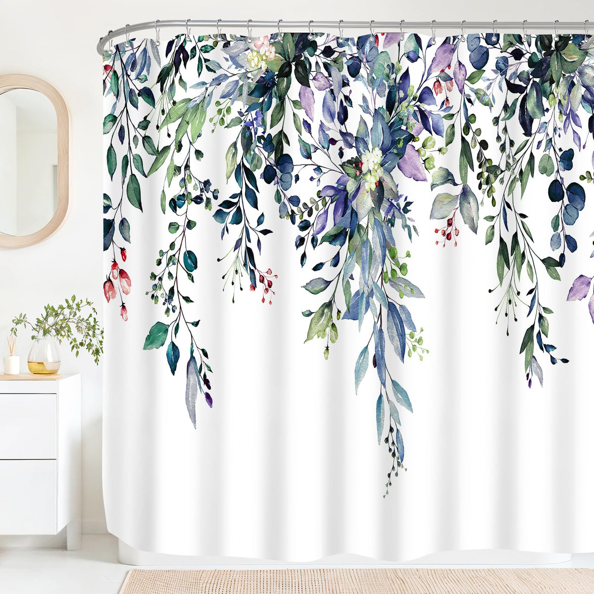Sage Green Eucalyptus Fabric Shower Curtain for Bathroom, 72x72