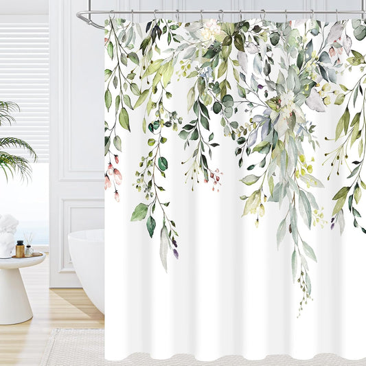 Sage Green Eucalyptus Fabric Shower Curtain for Bathroom, 72x72