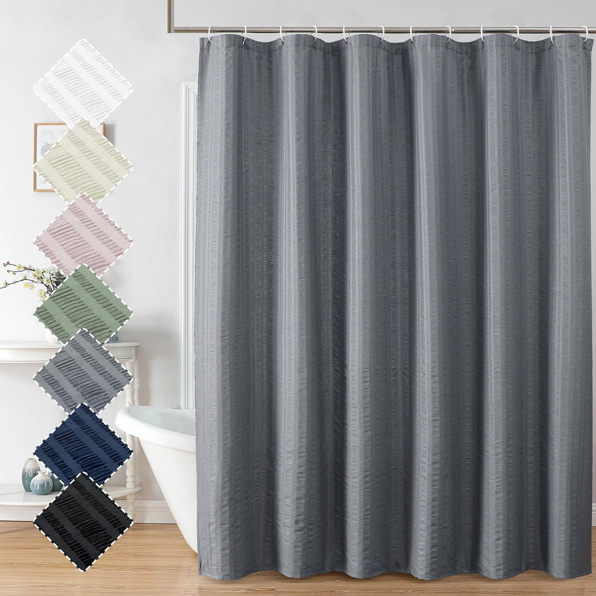 Aiyufeng Light Blue Shower Curtain for Bathroom, Embossed Textured Fabric Shower Curtain for Bathroom - Soft Cloth & Hotel Spa, Machine Washable, 72X72, Glacier Blue