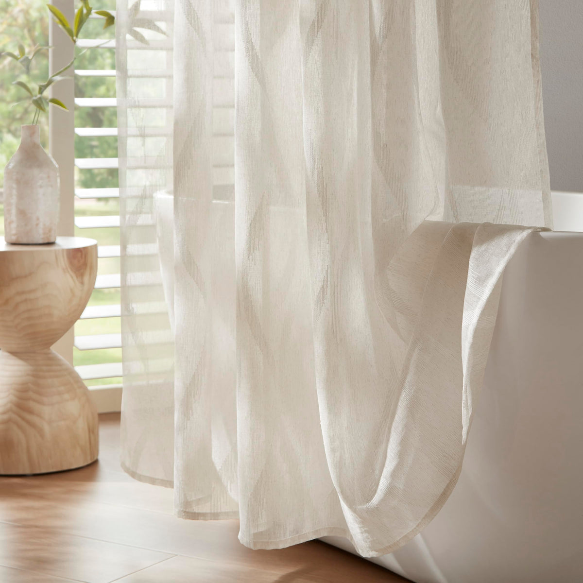 Madison Park Candice Sheer Shower Curtain for Bathroom, 72 x 72, White