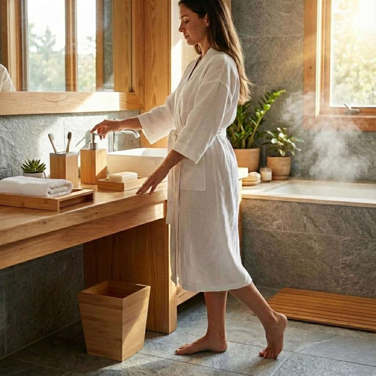 Lavish Home Bathroom Decor Set, Natural, 5-Piece-Set