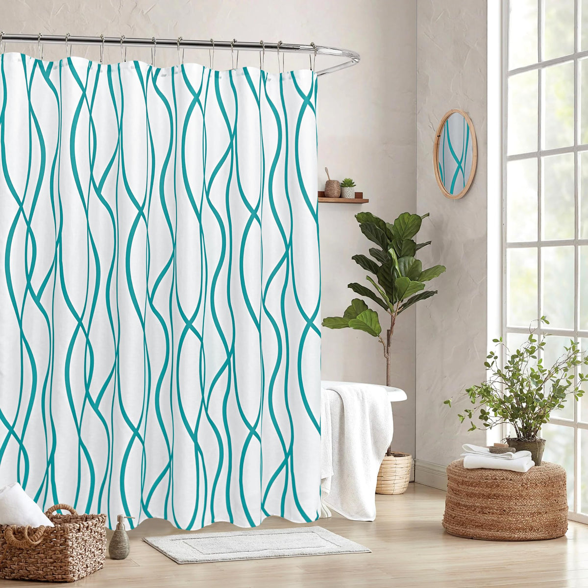 Fabric Modern Shower Curtain-Black and White Shower Curtains for Bathroom