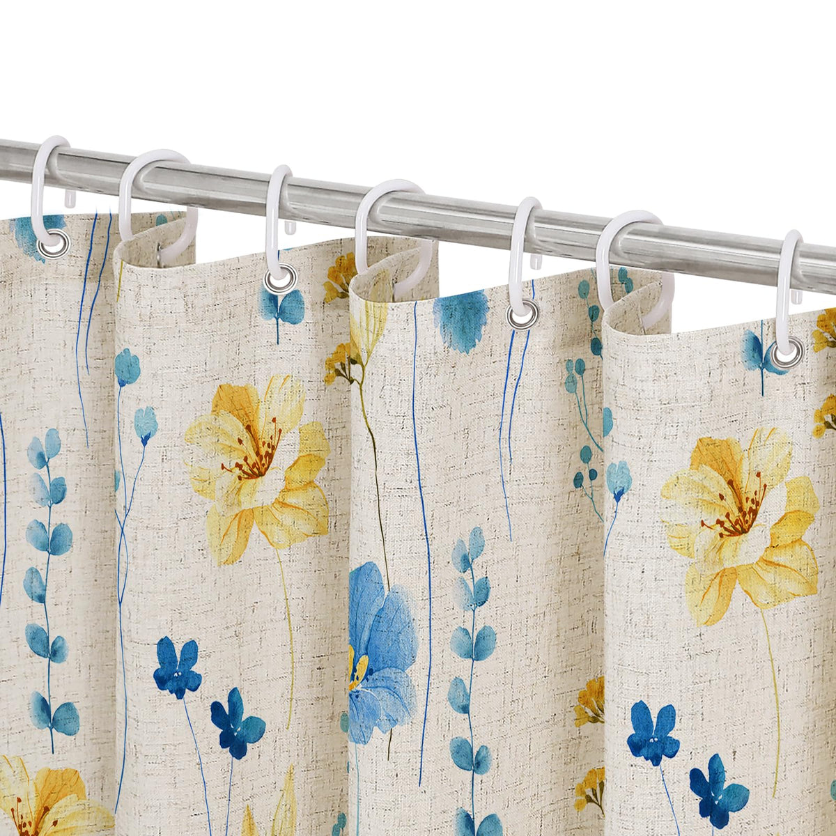Gibelle Sage Green Beige Watercolor Floral Fabric Shower Curtain 72x72