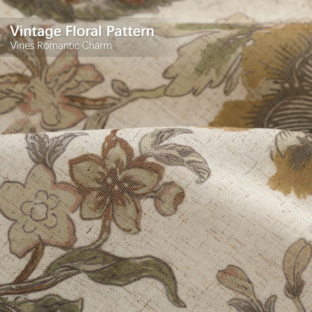 Brown Vintage Floral Shower Curtain for Bathroom,72W*72H Inch