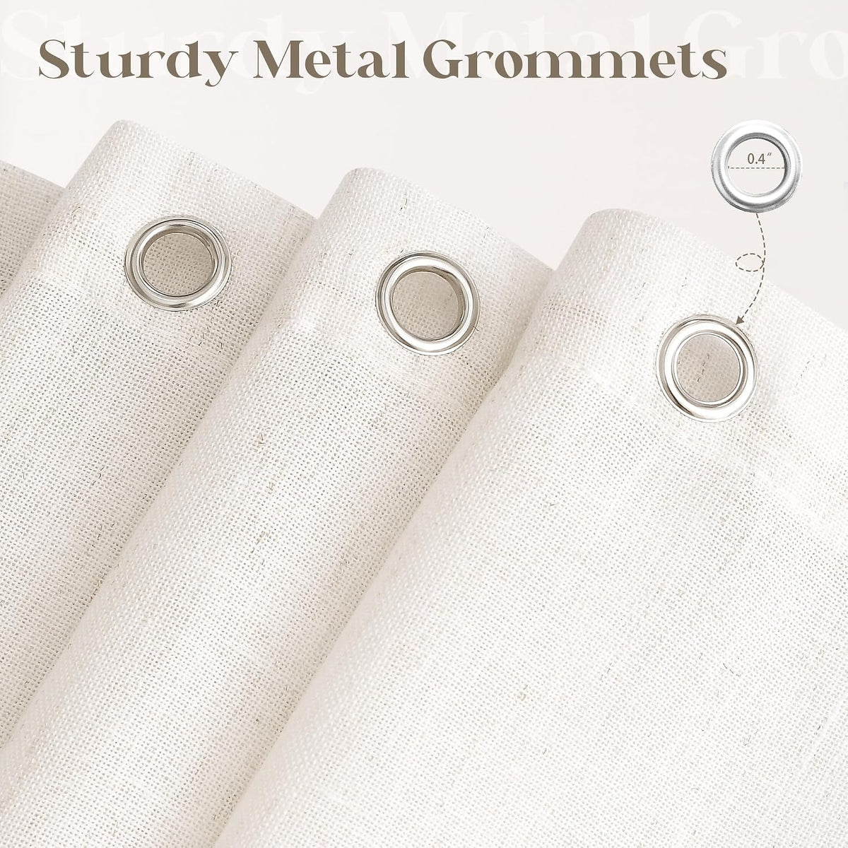 Cream Linen Shower Curtain for Bathroom Water Repellent 72x78 Inch