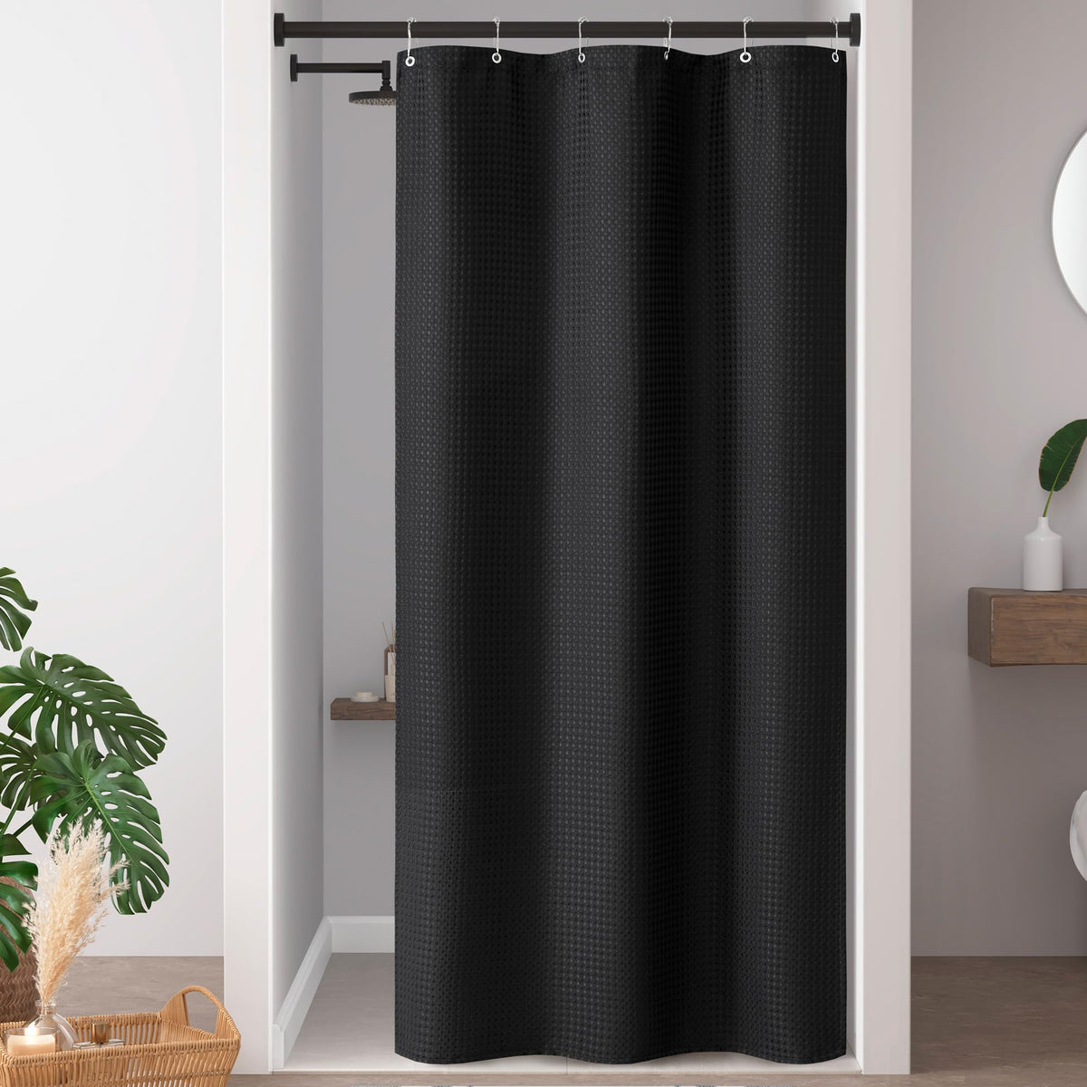 Madison Park Spa Waffle Shower Curtain for Bathroom, 72 x 72, Grey
