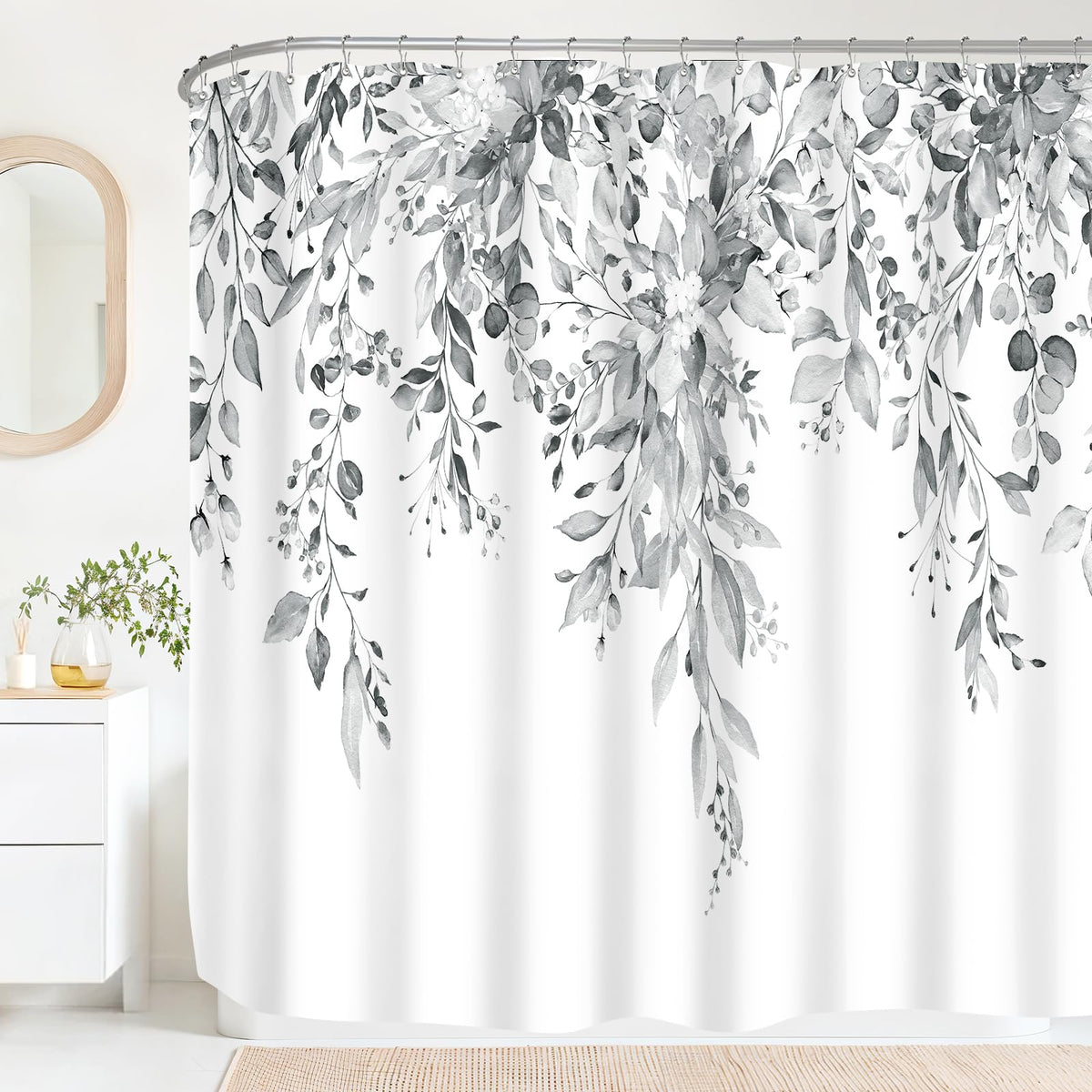 Sage Green Eucalyptus Fabric Shower Curtain for Bathroom, 72x72