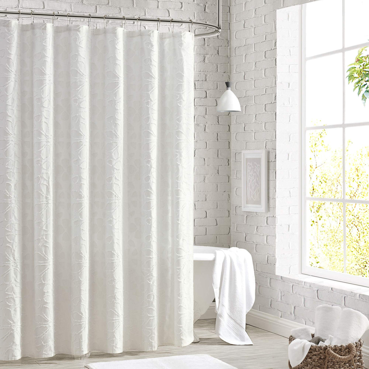 Peri Home Block Print Gauze Shower Curtain 72 x 72 inches Multi 1-Piece