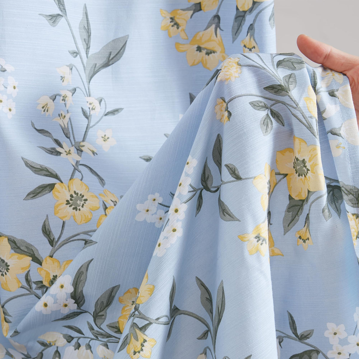 Martha Stewart 100% Cotton Floral Shower Curtain, 72 x 72, Sage Green