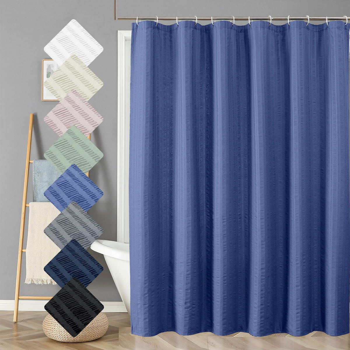 Aiyufeng Moga Sage Green Shower Curtain - 3D Embossed Textured Shower Curtains for Bathroom, Luxury Polyester Cloth Bath Curtain, 72Wx72H, Green