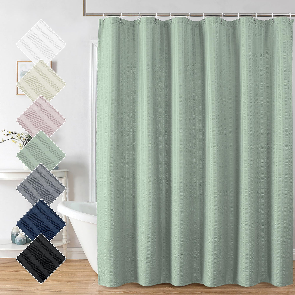 Aiyufeng Light Blue Shower Curtain for Bathroom, Embossed Textured Fabric Shower Curtain for Bathroom - Soft Cloth & Hotel Spa, Machine Washable, 72X72, Glacier Blue