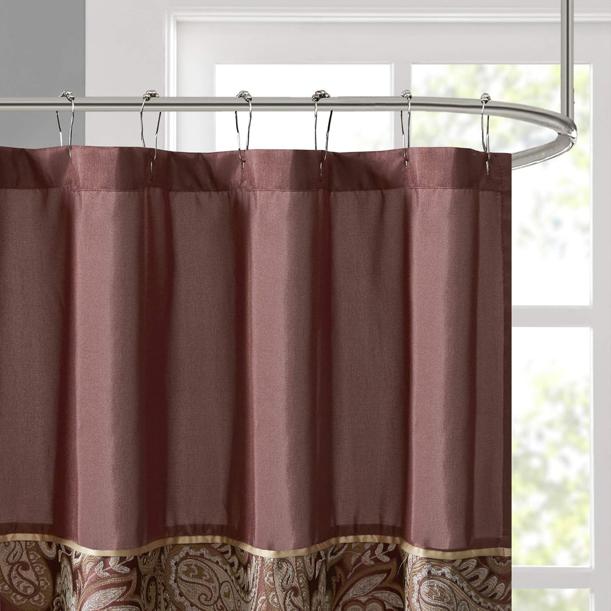 Madison Park Aubrey Shower Curtain for Bathroom, 72 x 72, Burgundy