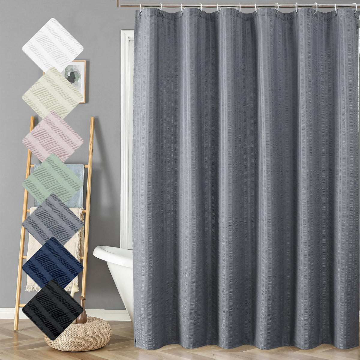 Aiyufeng Moga Sage Green Shower Curtain - 3D Embossed Textured Shower Curtains for Bathroom, Luxury Polyester Cloth Bath Curtain, 72Wx72H, Green