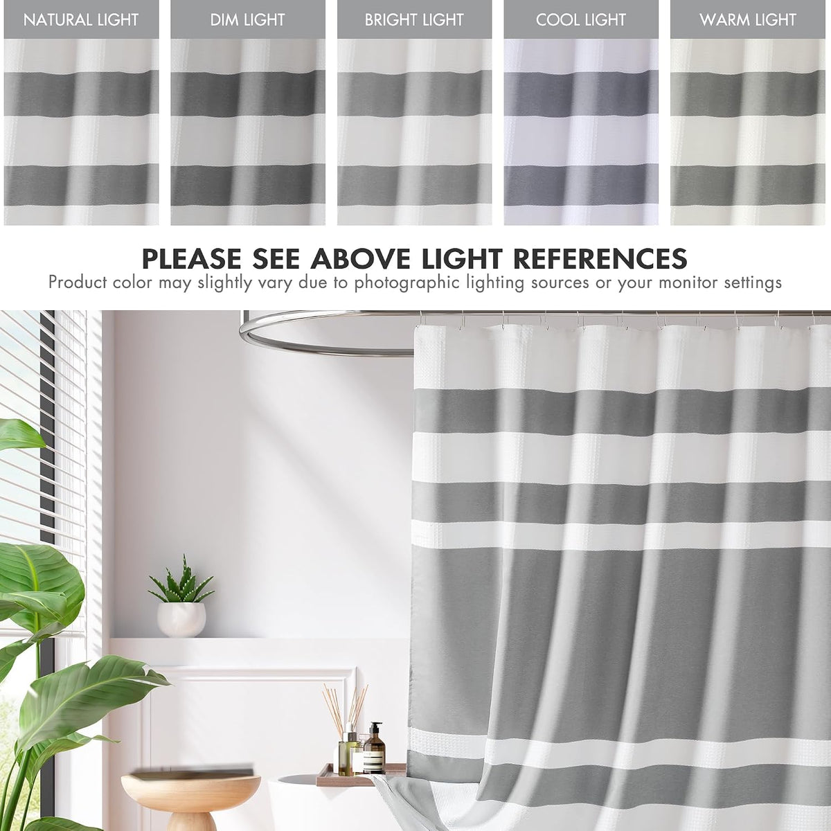Madison Park Spa Waffle Shower Curtain for Bathroom, 72 x 72, Grey