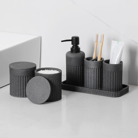 INIUNIK Bathroom Accessory Set, 6 Pieces, Dark Grey