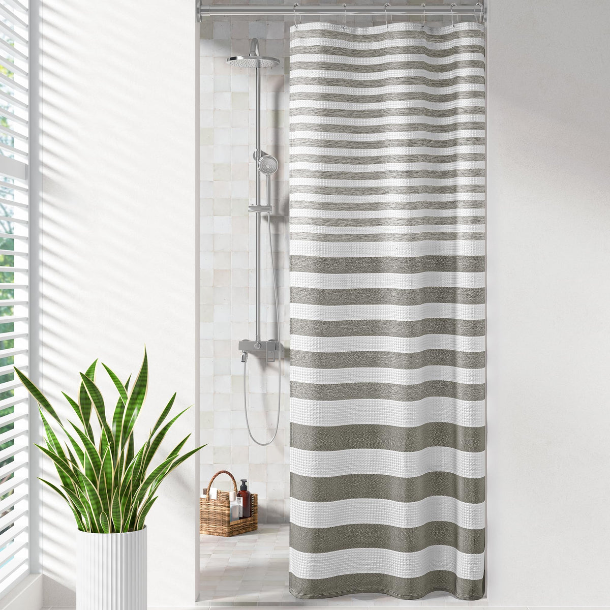 Madison Park Spa Waffle Shower Curtain for Bathroom, 72 x 72, Grey