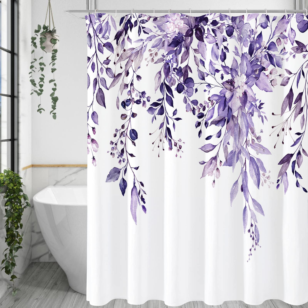 Gibelle Olive Green Eucalyptus Shower Curtain, Floral Print, 72x72
