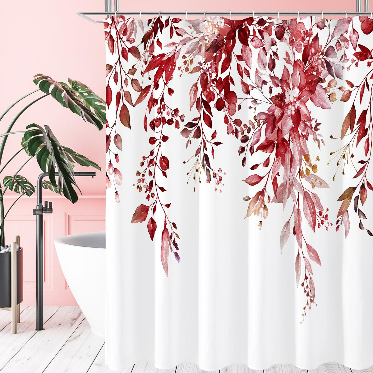 Gibelle Olive Green Eucalyptus Shower Curtain, Floral Print, 72x72