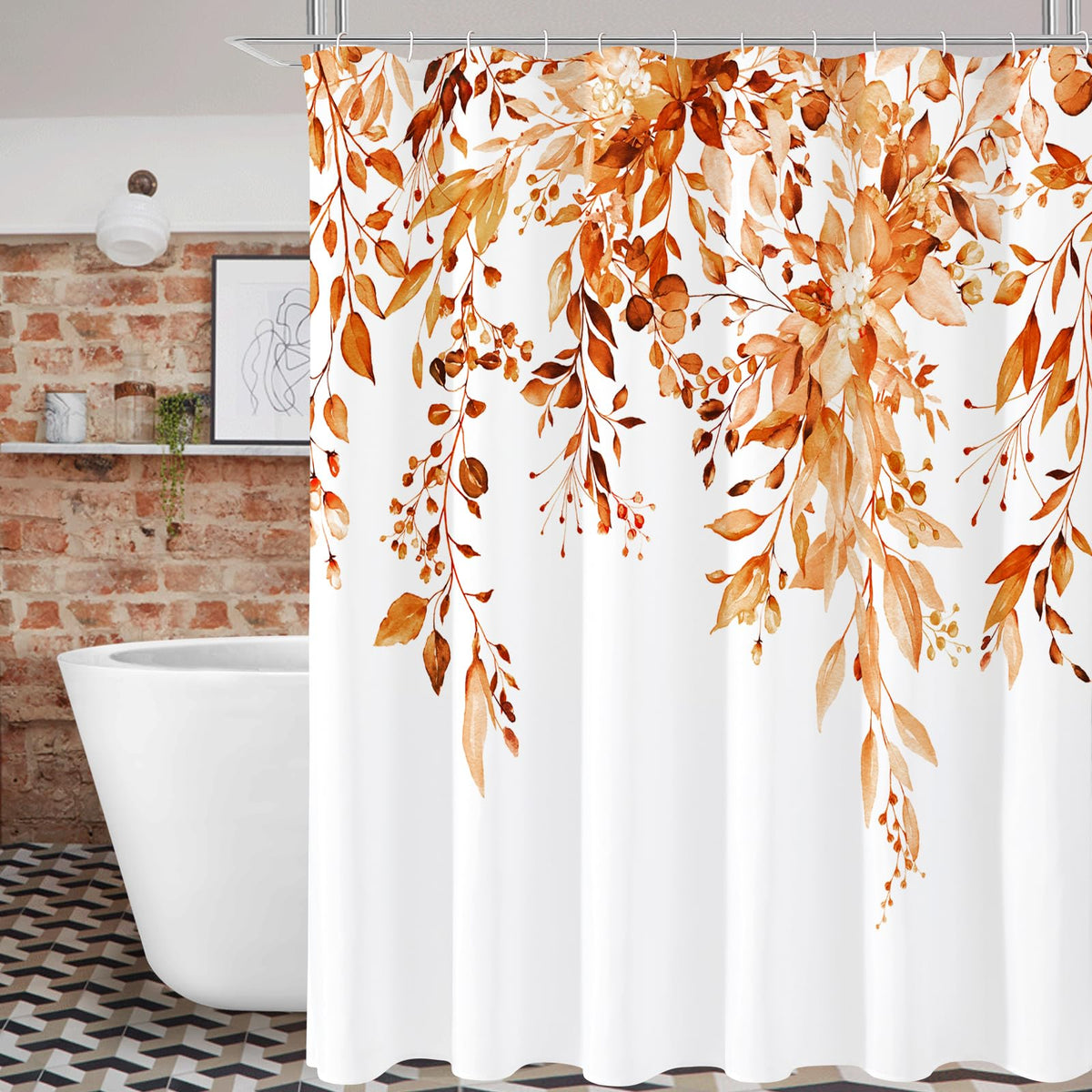 Gibelle Olive Green Eucalyptus Shower Curtain, Floral Print, 72x72