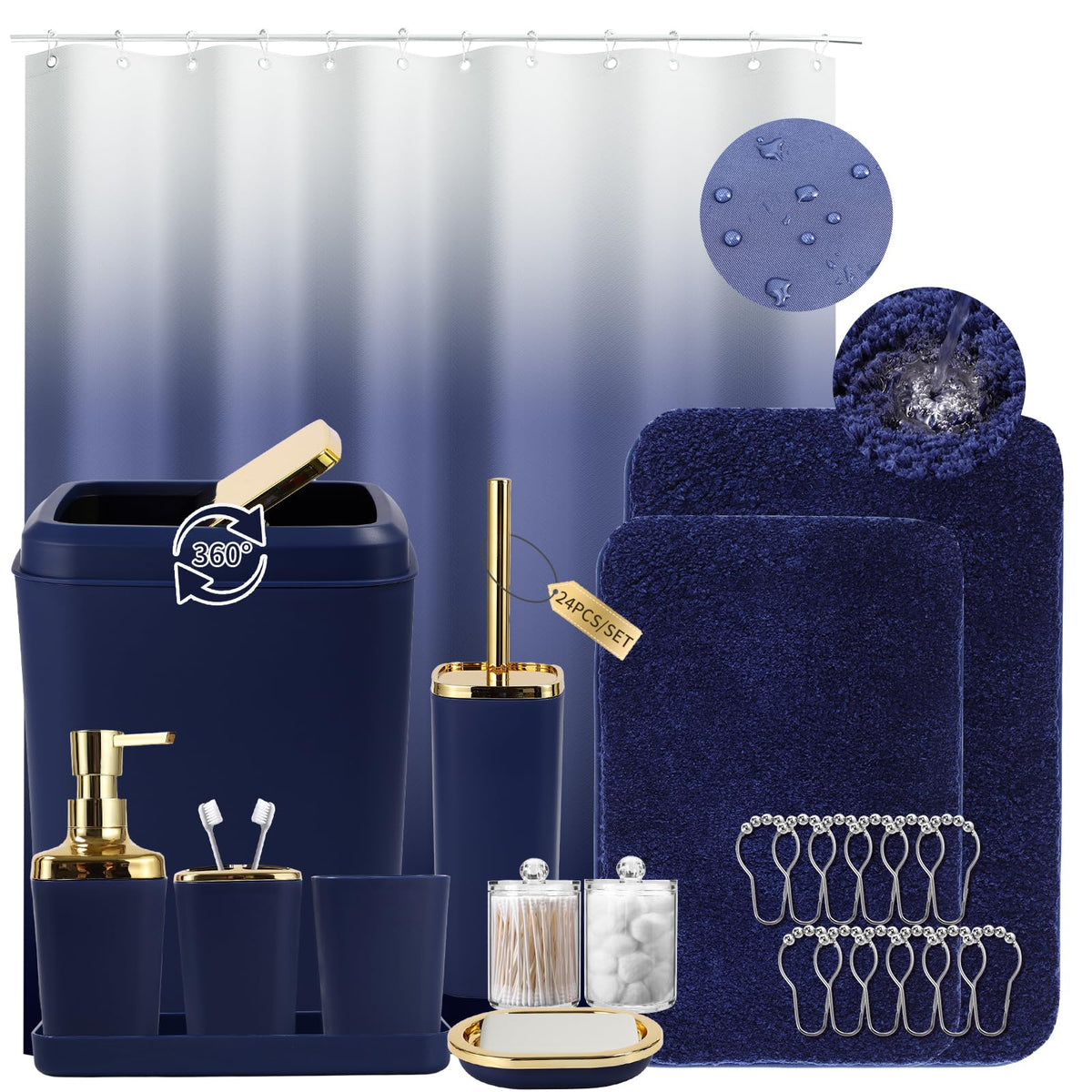 XLHOMO Sage Green Bathroom Set, Bathroom Sets with Shower Curtain and Rugs