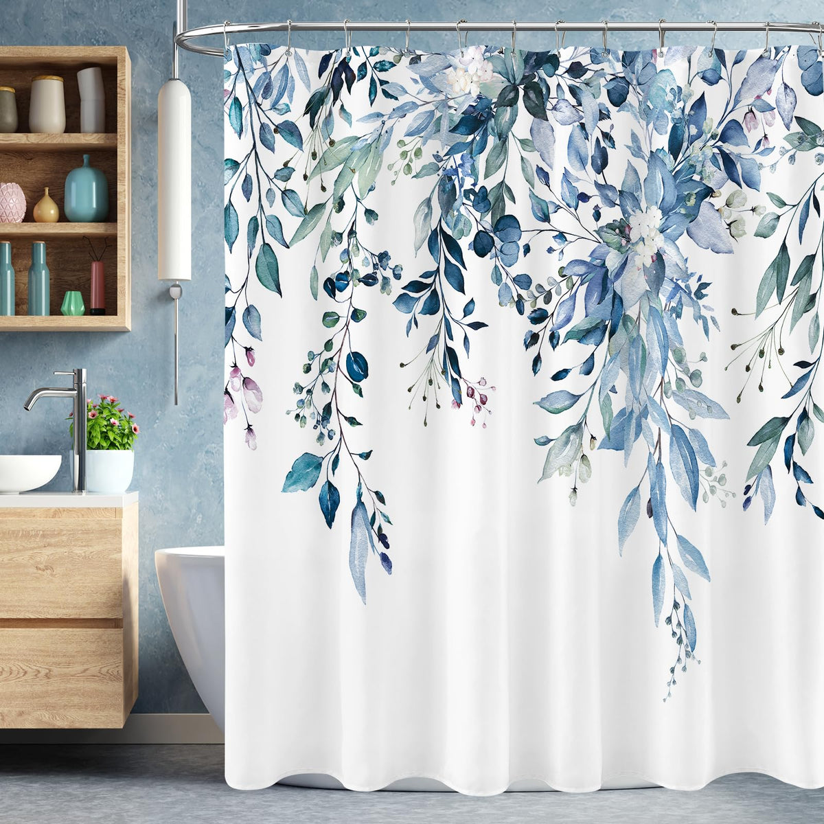 Sage Green Eucalyptus Fabric Shower Curtain for Bathroom, 72x72