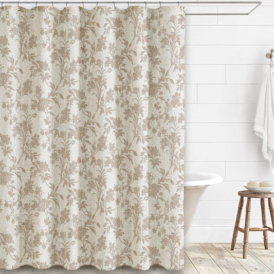 WOUVMA Extra Long Beige Floral Shower Curtain Cottagecore 84 inch