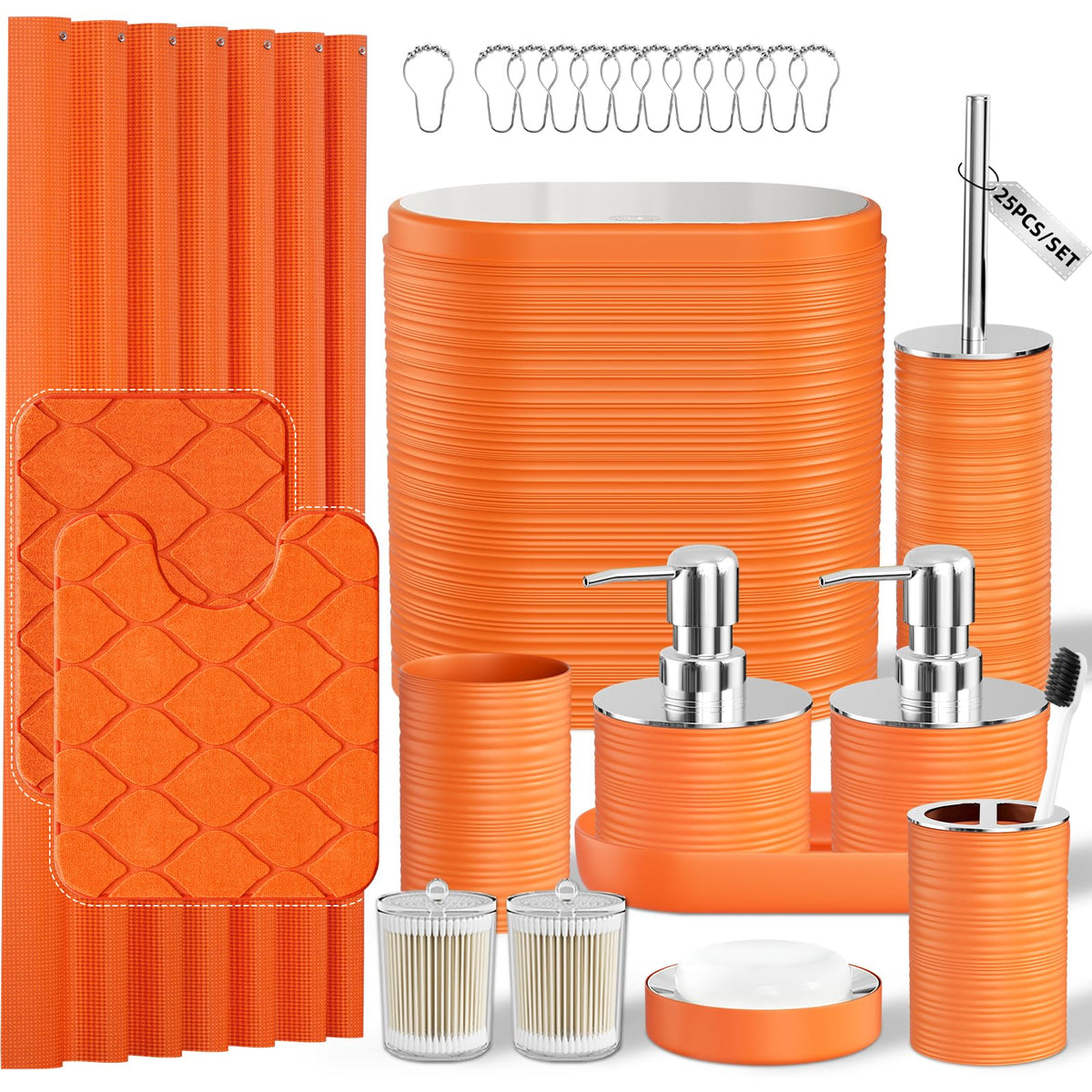 Bathroom Set, 10PC Bathroom Accessory Set, Black Bathroom Accessories, Black and Gold Bathroom Set with Trash Can, Soap Dispensers