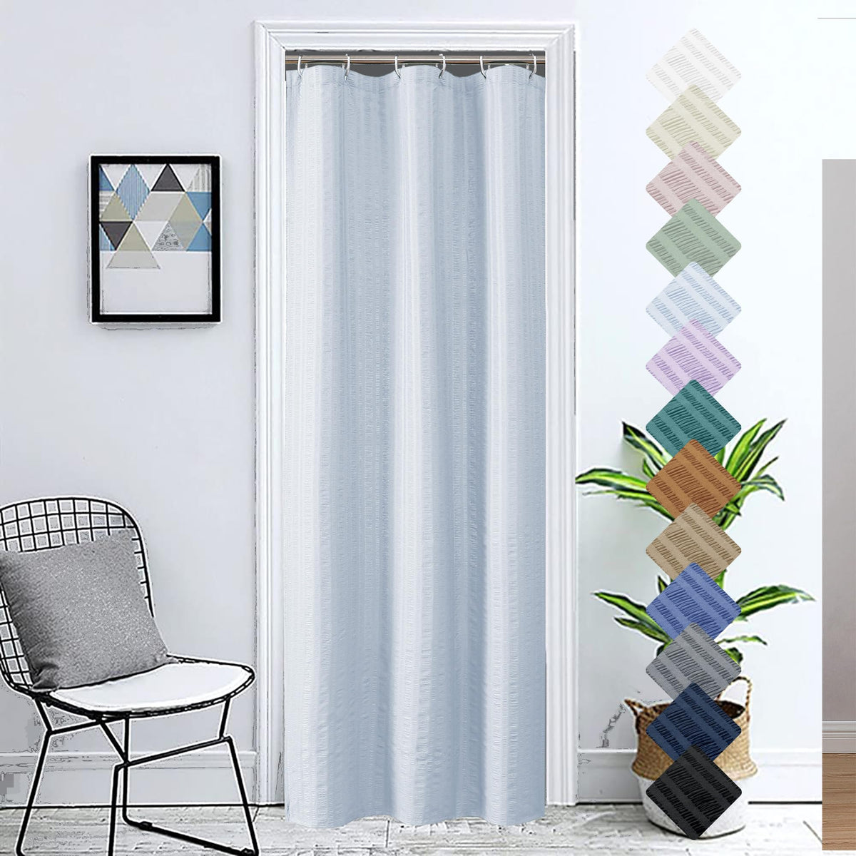 Aiyufeng Light Blue Shower Curtain for Bathroom, Embossed Textured Fabric Shower Curtain for Bathroom - Soft Cloth & Hotel Spa, Machine Washable, 72X72, Glacier Blue